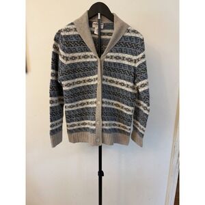 Pendleton Originals Oregon Lambswool Angora Button Up Cardigan-Blue/Tan-M